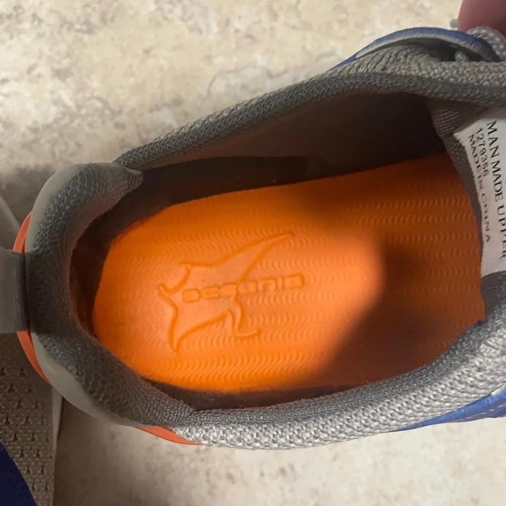 Oceania Fastnet Boat Shoe, Light Grey/Orange/Blue. Size 9